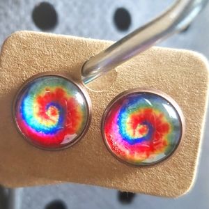 12 mm stud earrings tie dye